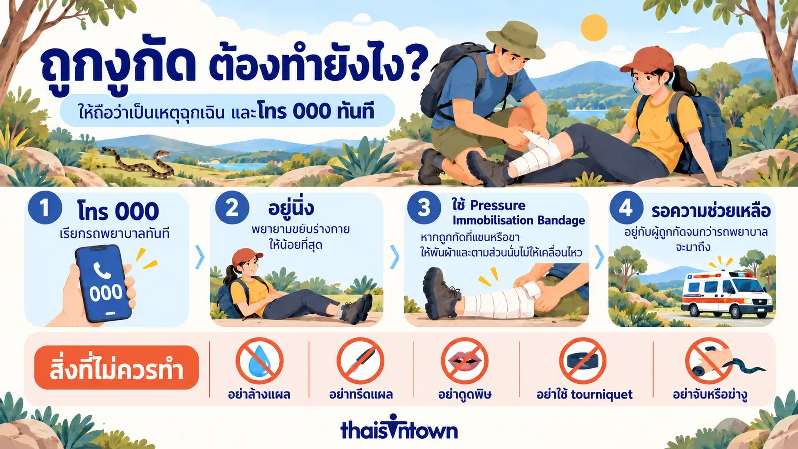 Australian Snakebite First Aid Guide in Thai language