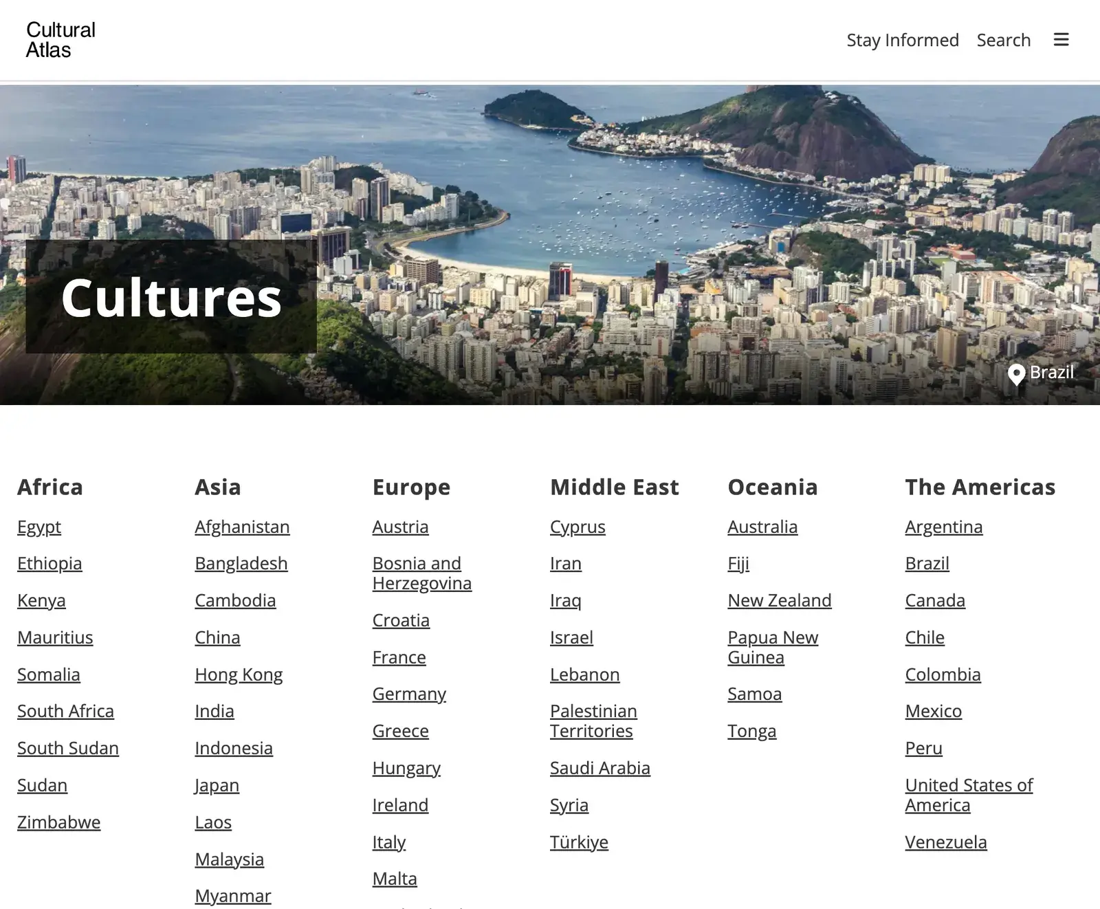 theculturalatlas screenshot showing different cultures